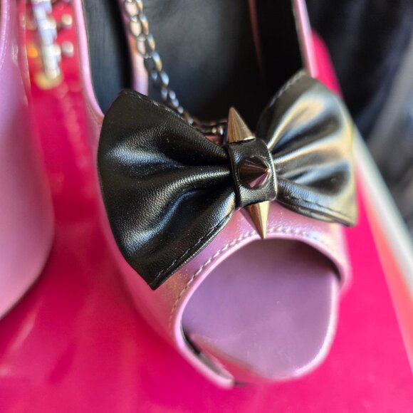 Pink glittery spiked skeleton stiletto heels US size 7 - Picture 5 of 7